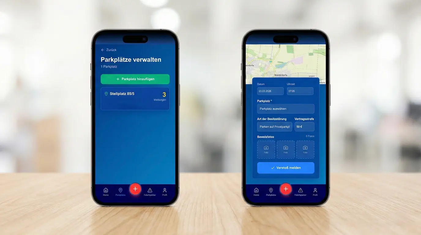 Falschparker melden - App auf Smartphone
