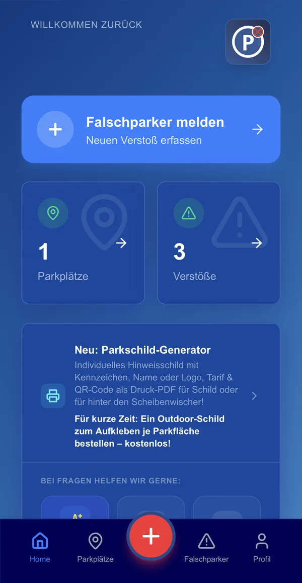 Falschparker-App Übersicht: Parkplätze und gemeldete Verstöße